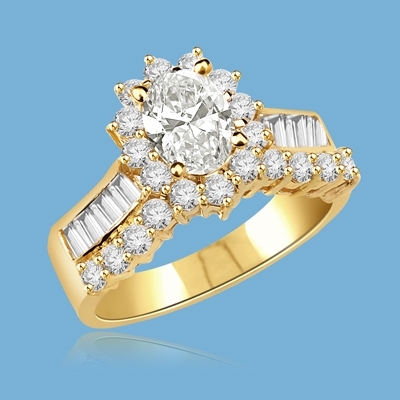 Toccata - Simply Elegant Ring, 2.0 Carats T.W., with a 1.0 Carat Oval Cut Center Stone and Accents. You will show them what you can do!