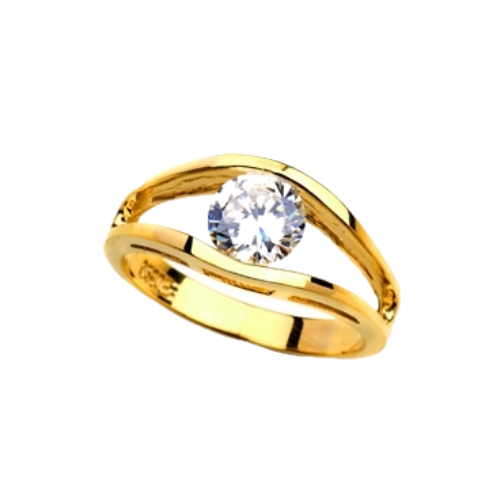 Subtle and strong Friendship Ring, 1.0 Ct. T.W with a delicate Round Solitaire nestled in stylish split shank of 14K Solid Yellow Gold
