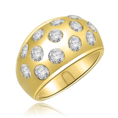Rich in love is this band with 1.7 Cts Bezel set round brilliants sparkling thru a heavy set of 14K Solid Gold.