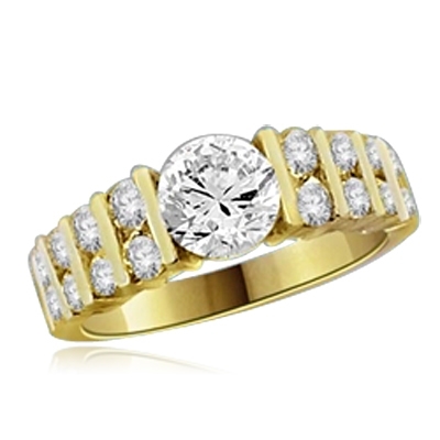 1 ct round diamond center stone ring in yellow gold