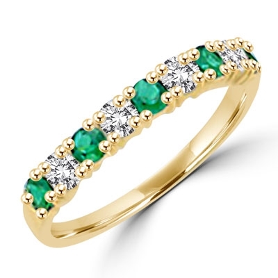 Ring with 14k solid gold 1.2 cts.t.w. Emerald stones