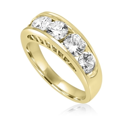 Diamond Essence Five Stones Ring, With Round Brilliant Stones In Graduating Size, 1.80 Cts.T.W. In 14K Solid Yellow Gold.