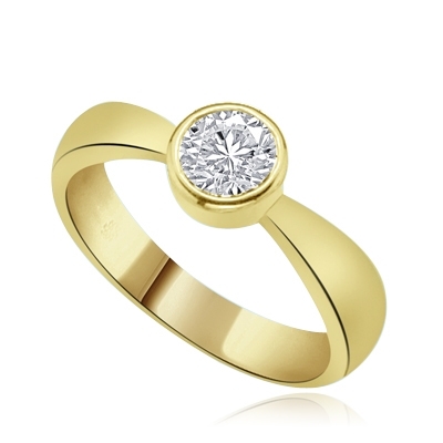 1ct round diamond essence stone in gold ring
