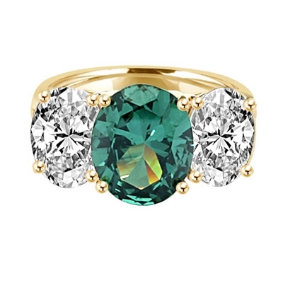 Three stone Jaw dropping oval Emerald stone ring