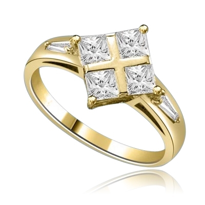 4 Princess Cut Masterpieces Ring in yellow gold