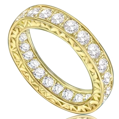 Eternity band with filigreed sides in Yellow gold