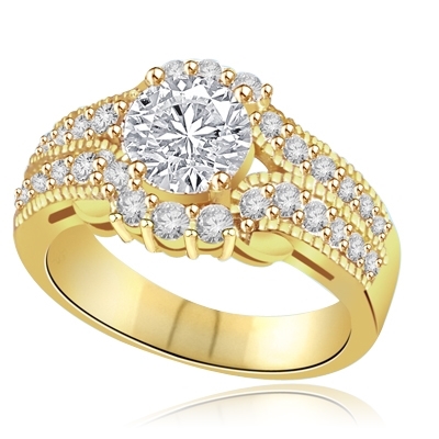 1.25ct Cocktail ring in 14K Solid Yellow Gold