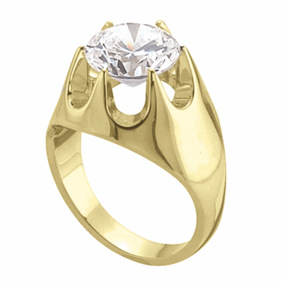 14K Solid Yellow Gold man's ring with a 4.0 cts.t.w. round cut stone.