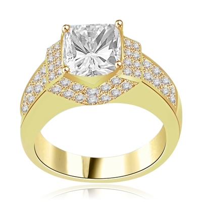 Scintillation-Dazzling ring with a dramatic prong-set 2.5 ct. in 14K Solid Yellow Gold