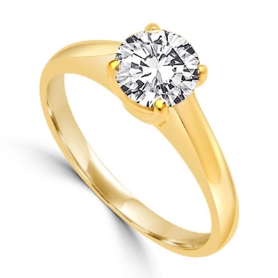 Solitaire Ring in Tiffany Setting - 1.0 Cts. T.W. In 14k Solid Yellow Gold.