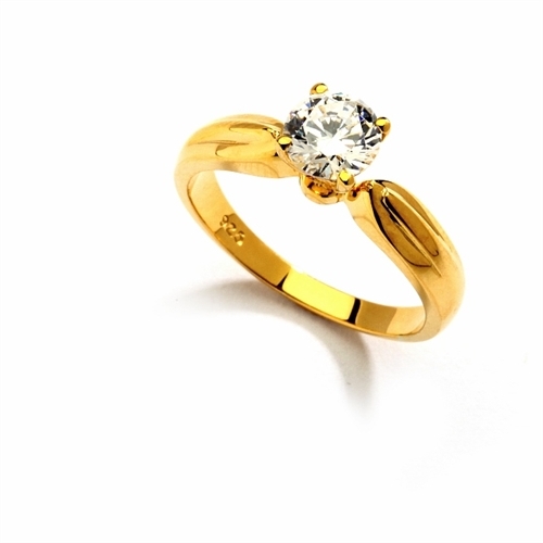 Best Selling 0.75 Ct. Solitaire in an exquisite Wide Band - 4 Prong setting similar to Tiffany Style. In 14k Solid Yellow Gold.