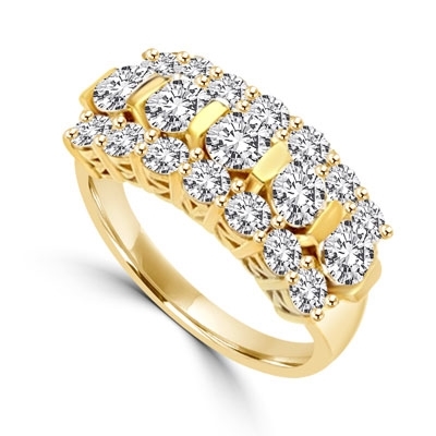 Wide Band Round Sparkles on Display - 2.5 Cts. T.W. In 14k Solid Yellow Gold.