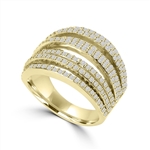 Diamond Essence Ring With Seven Rows of Melee, 1.50 Cts.T.W. In 14K Solid Yellow Gold.