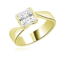 Diamond Essence Solitaire Ring with 1.50 Cts. Princess cut stone set in 14K Yellow Gold.