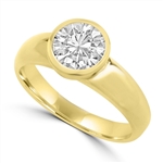 Diamond Essence 1.25 Cts.T.W. Round Brilliant Bezel Set Solitaire Ring in 14K Solid Yellow Gold.