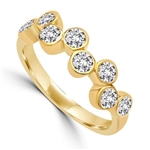 Diamond Essence Ring with 0.20 Ct. Each Round Brilliant Stone In 14K Solid Yellow Gold ZigZag Bezel Setting.