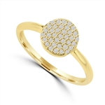 Diamond Essence Ring with Brilliant Melee In Circular Pave Setting, 0.20 Ct.T.W. In 14K Solid Yellow Gold.