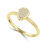 Diamond Essence Delicate Ring With Brilliant Melee in Pear Shape Setting, 0.10 Ct.T.W. In 14K Solid Yellow Gold.
