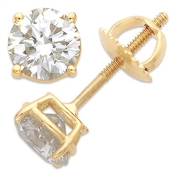 Screw Backs by Diamond Essence set in 14K Solid Yellow Gold