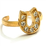 Diamond Essence 14K Solid Yellow  Toe Ring, with 0.20 Ct.T.W. Round Brilliant Melee in Delicate Horseshoe Setting.
