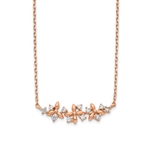 14K Rose Gold Necklace with delicate floral design. 1.0 Ct.t.w. Round Brilliant stones set in three prongs setting. Chain length 15" with 1" extension.