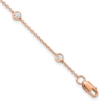 Bezel set lab-grown diamond station bracelet in 14K rose gold by Diamond Essence