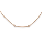 14K rose gold bezel set diamond station necklace with 0.405 carat lab grown diamonds on an 18 inch cable chain