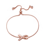 Diamond Essence Rose Gold Plated Silver Bracelet with adjustable clasp. Fits every wrist and looks charming in loop design with Round Brilliant stones.