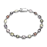 Unique Diamond Essence Bracelet with colorful stones, set in Platinum Plated Sterling Silver.