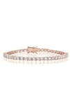 Diamond Essence Tennis Bracelet, 7" long. Round brilliant stone, 0.12 ct each set in four prong setting. 5.5 cts.t.w. in Rose Plated Sterling Silver.