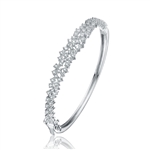 Diamond Essence Hinged Bangle Bracelet in Prong Settings. 3.25 Cts.t.w. in Platinum Plated Sterling Silver. Shine your Holidays with this beautiful piece.