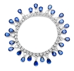 Diamond Essence dazzling Bracelet, 7.25" long. 1.0 Ct. each Sapphire Essence Stone dangling from Round Brilliant Diamond Essence stone. Appx. 50.0 Cts. T.W. set in Platinum Plated Sterling Silver.