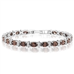 Diamond Essence Designer Bracelet With Oval chocolate And Round Brilliant Stones, 12.50 Cts.T.W. In Platinum Plated Sterling Silver.