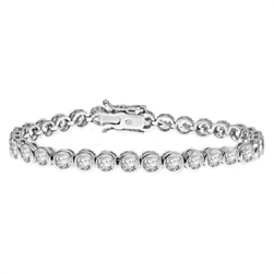 6.75 Inch bezel set bracelet in silver
