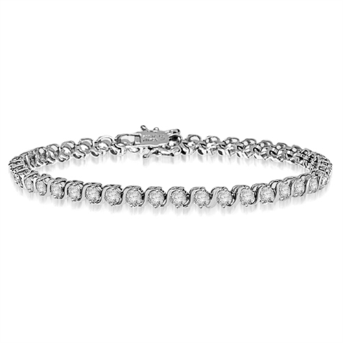 S links in prong setting bracelet in Platinum Plated Sterling Silver