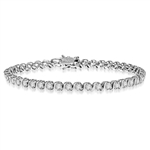 Platinum Plated Sterling Silver bracelet. Round brilliant stones set in prongs and 'S' bars setting. Appx. 6.0 cts.t.w.  A perfect tennis bracelet for party or casual wear.