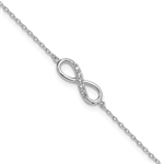 Infinity Bracelet with 0.50 ct. Round Brilliant Diamond Essece Round Stones in  Platinum Plated Sterling Silver.