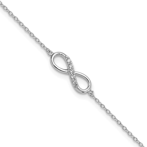 Infinity Bracelet with 0.50 ct. Round Brilliant Diamond Essece Round Stones in  Platinum Plated Sterling Silver.