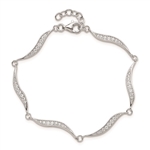 An elegant designer wavy links bracelet for women with lab-made round brilliant melee Diamonds by Diamond Essence set in platinum plated sterling silver. 2.0 Cts.t.w.