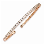 Sterling Silver Rose Gold-plated Cuff Bracelet, 31 Round Brilliant Diamond Essence stones set in four prongs setting. Approximate 3.0 cts.t.w.