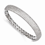 Pave Set Simulated Diamond Hinged Bracelet