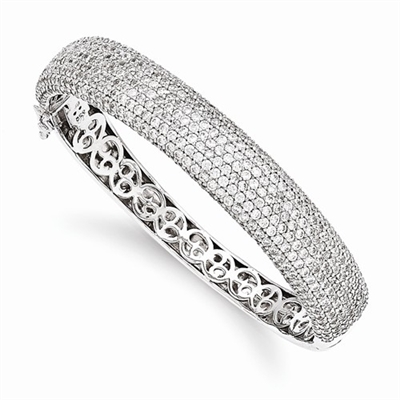 Simulated Diamond Pave Setting Bangle Bracelet with Diamond Essence Brilliant Melee