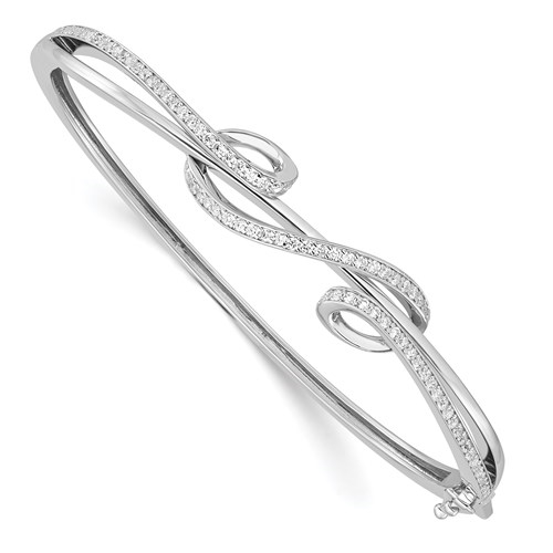 A dazzling designer bracelet for women with simulated round brilliant diamonds by Diamond Essence set in platinum plated sterling silver. 0.83 Cts.t.w.