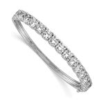 Diamond Essence Hinged Bangle Bracelet in Prong Settings. 15.0 Cts..t.w. in Platinum Plated Sterling Silver. Shine your Holidays with this beautiful piece.
