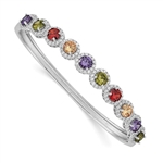 Diamond Essence Multi Color Hinged Bangle Bracelet with magnetic clasp.4.20 Cts.t.w in Platinum Plated Sterling Silver. Perfect for Holiday gifts.