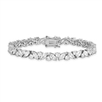 Diamond Essence Designer Bracelet With Round And Marquise Stones set alternate in prong setting of Platinum Plated Sterling Silver, 10.0 Cts.t.w.