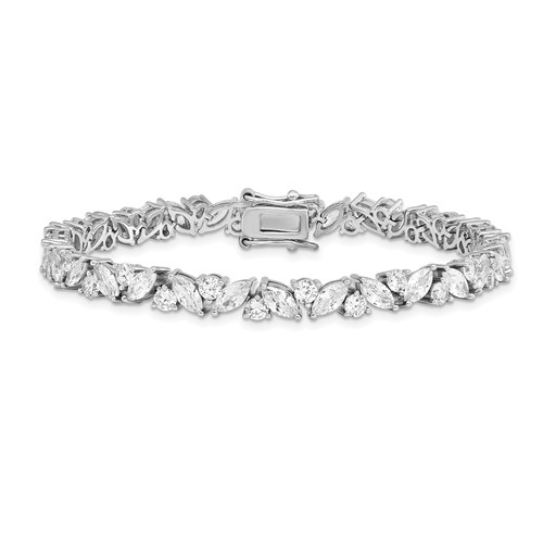 Diamond Essence Designer Bracelet With Round And Marquise Stones set alternate in prong setting of Platinum Plated Sterling Silver, 10.0 Cts.t.w.