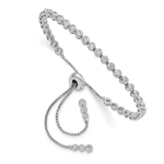 The stunning bezel set adjustable bracelet for her with artificial round brilliant diamonds by Diamond Essence set in platinum plated sterling silver. 2.0 Cts.t.w.
