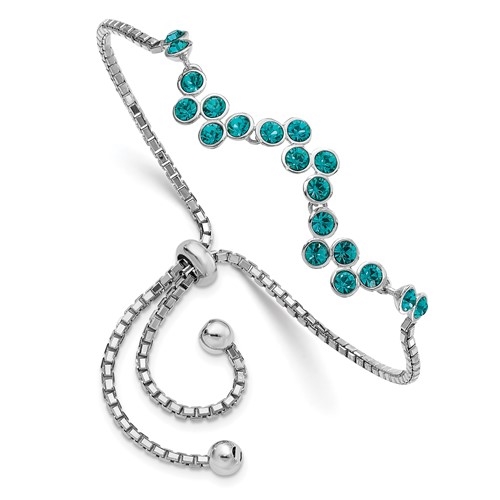 Diamond Essence Blue Stone Adjustable strand Bracelet, set in bezel setting of Platinum Plated Sterling Silver, 4.0 Cts.t.w.
