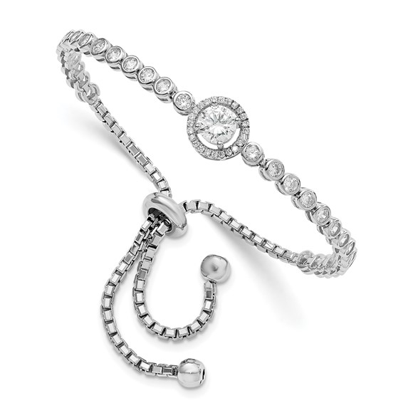 Diamond Essence Halo Setting Adjustable Bracelet, 4.0 Cts.t.w set in Platinum Plated Sterling Silver.